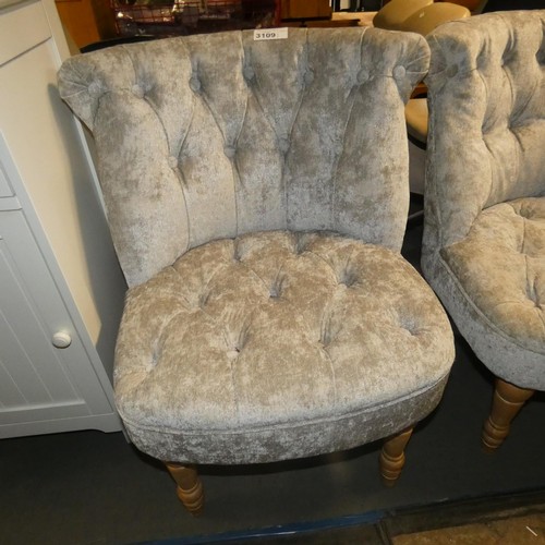 3109 - 2 upholstered button back bedroom chairs