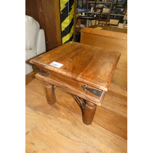 3150 - 2 dark wood coffee tables both with metal stud decoration comprising 1 at approx 90 x 135cm and 1 at... 