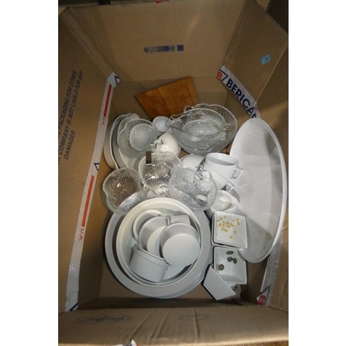 3100 - A quantity of various household items including table lamps 240v, games, crockery etc. Contents of 1... 