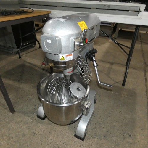 2195 - A commercial counter top or floor standing food mixer with stainless steel bowl and 2 whisk attachme... 