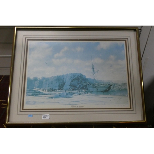 4133 - A framed limited edition print of a 19th Century sailing boat 