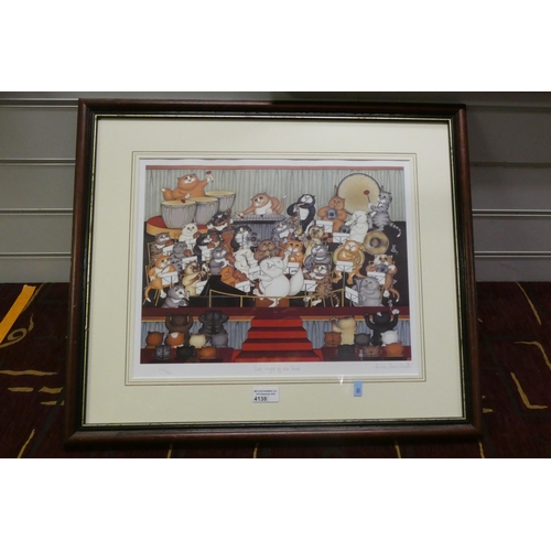4138 - A framed limited edition coloured print by Linda James Smith 