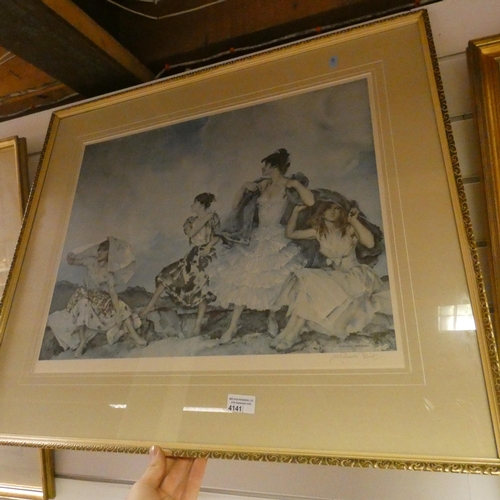 4141 - A framed Russell Flint print of 4 ladies