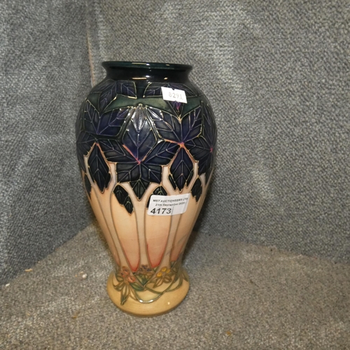 4173 - A baluster shaped Cluny patterned Sally Tuffen Moorcroft vase approximately 10 in tall