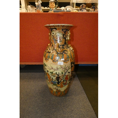4192 - A highly decorated floral and pictorial design Chinese vase approximately 61 cm tall