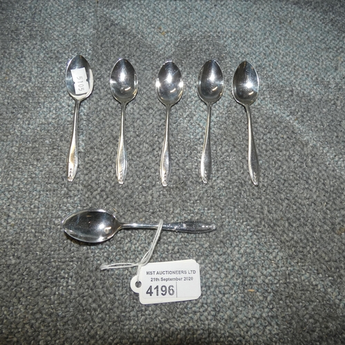 4196 - A set of six 20th century silver tea spoons approximate weight 68 gms