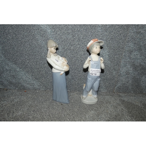 4219 - Two Lladro figures of a boy and girl