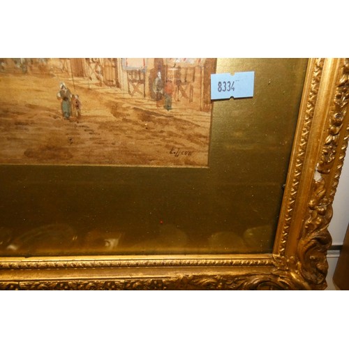 4143 - 3 gilt framed watercolours of 19th century City scenes