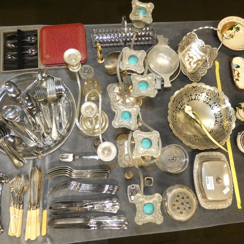 4184 - A large quantity of miscellaneous silver-plated ornaments and cutlery etc