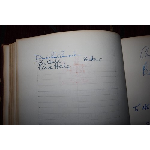 4116 - A hard bound visitors book to The Old Red House, Bath from about 1946, containing many interesting s... 