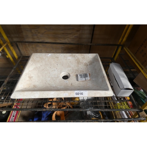 5016 - 1 marble counter top basin approx 50cm x 35cm