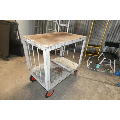 5064 - 1 metal workshop trolley approx 91 x 61 x 92cm high