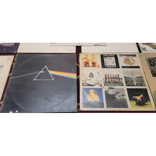 4113 - 9 Pink Floyd LPs, A momentary lapse of reason, 2 x the wall, ummagumma, dark side of the moon, the p... 