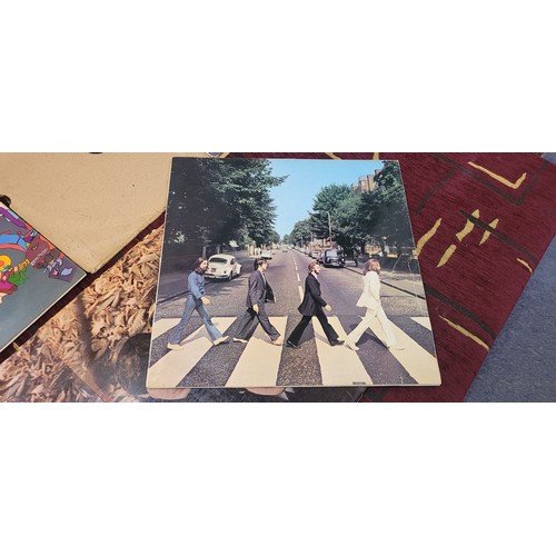 4114 - 12 Beatles LPs, 2 x hard days night, Abbey Road, 3 x  for sale, best of, yellow submarine, the beatl... 