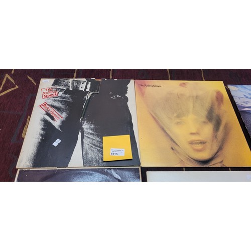 4115 - 3 Rolling Stones LPs, after-math, goats head soup & limited edition sticky fingers with blue zip. 2 ... 