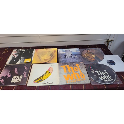 4115 - 3 Rolling Stones LPs, after-math, goats head soup & limited edition sticky fingers with blue zip. 2 ... 