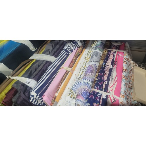 3261 - A large quantity of various bolts of fabric, not practical to list, viewing is recommended or please... 