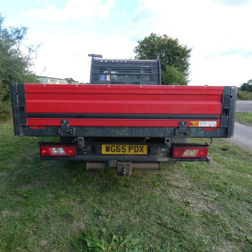 5677 - Ford Transit 350 L4 RWD 2.2 TDCi 125PS H/D chassis, LWB, Dropside truck, Red, Reg WG65 PDX, 1st reg ... 