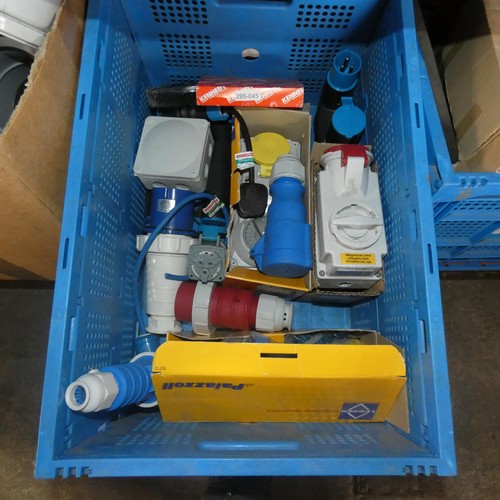 5166 - A quantity of various items including electrical fittings, 110mm plastic pipe fittings, cable protec... 