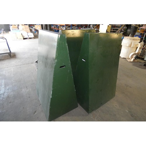 5930 - 3 green painted wooden free standing sign boards