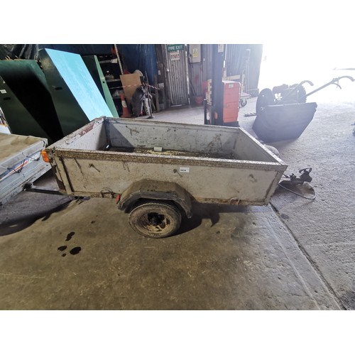 5934 - 1 single axle un-braked trailer with no make visible, body size approx 92cm w x 157cm l and sides ar... 