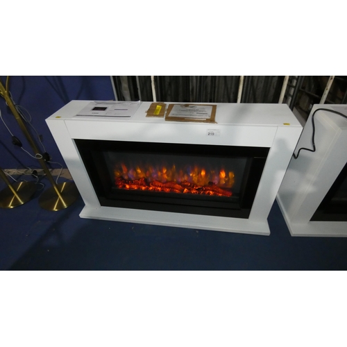 219 - 1 Suncrest Lumley white textured electric fire suite with lights type LUM0025-WP approx 122cm w x 68... 