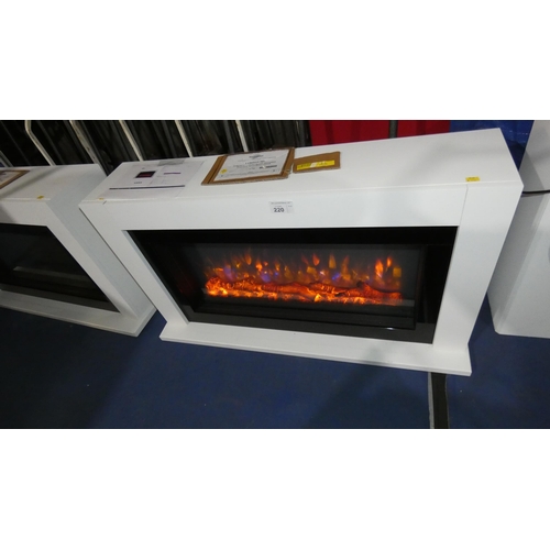 220 - 1 Suncrest Lumley white textured electric fire suite with lights type LUM0025-WP approx 122cm w x 68... 