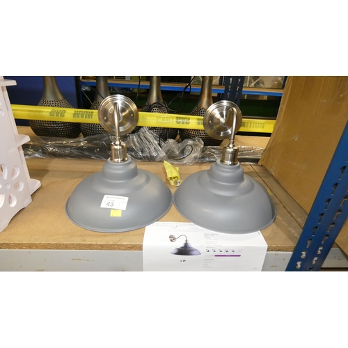 43 - 2 x Pateros 1-light silver wall lights RRP £33 each