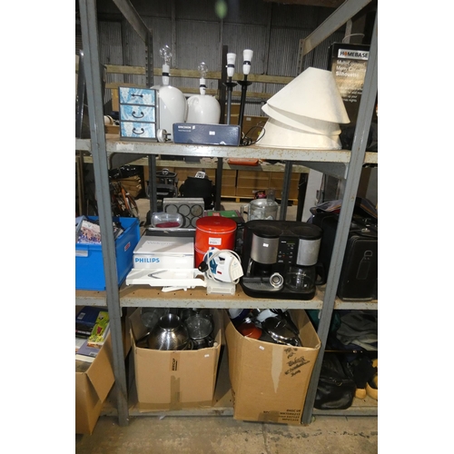 2105 - A quantity of various household items including a Krups coffee machine 240v, table lamps, a Philips ... 