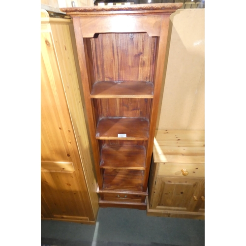 2122 - A dark wood shelf unit with 1 drawer below approx 56 x 35 x 180cm high