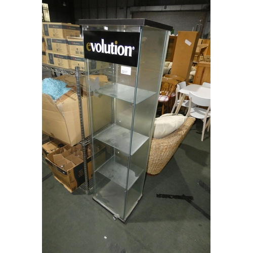 2217 - 1 glass display cabinet approx 43 x 37 x 163cm high