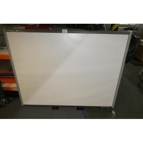 2315 - A wall mounted 77 inch smart board approx 165x128cm, comes with pens, eraser, projector (uf75), remo... 