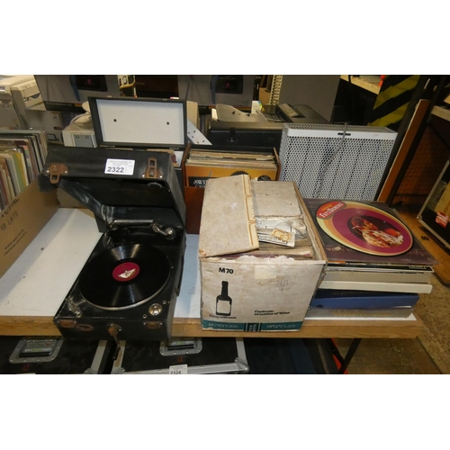 2322 - A large quantity of various records, 33rpm/78rpm, an antique Columbia gramophone type 109A & an elec... 