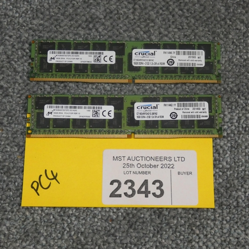 2343 - 2 x 16gb ram sticks by Crucial DDR4-2133-1.2v-DRx4-RDIM