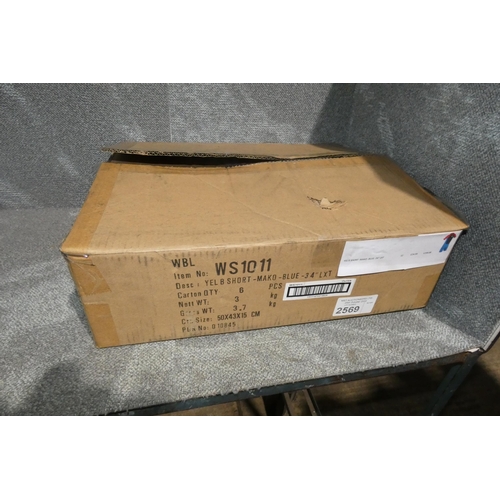 2569 - A box containing 6 short wet suits by Yello size 34