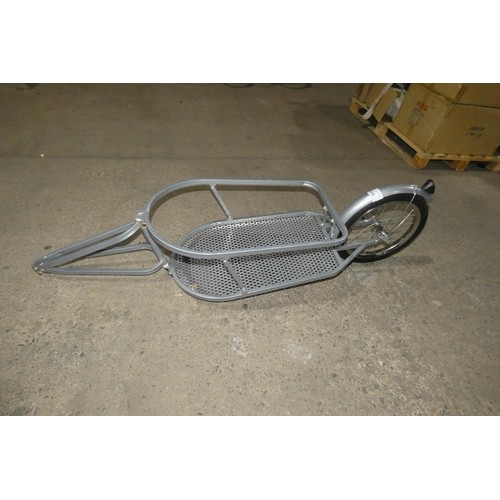 2090 - 1 silver painted metal bicycle trailer