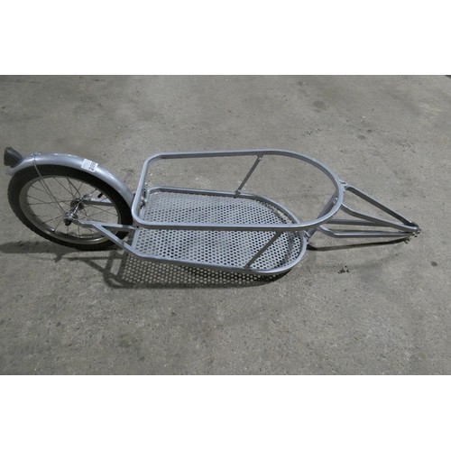 2090 - 1 silver painted metal bicycle trailer