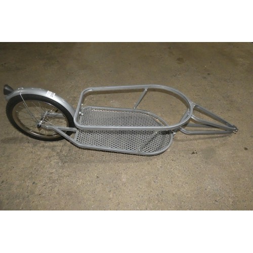 2090 - 1 silver painted metal bicycle trailer