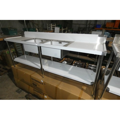 1094 - A stainless steel double bowl sink unit with draining board to the left and right by Diaminox type A... 