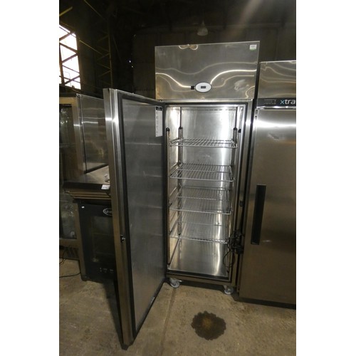 1129 - A Commercial stainless steel single door fridge by Foster  - trade. TESTED WORKING