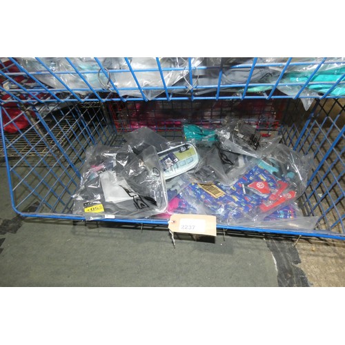 2237 - A quantity of various Osprey rash vests, VW shorts, a VW pencil case etc. Contents of 1 mesh basket ... 