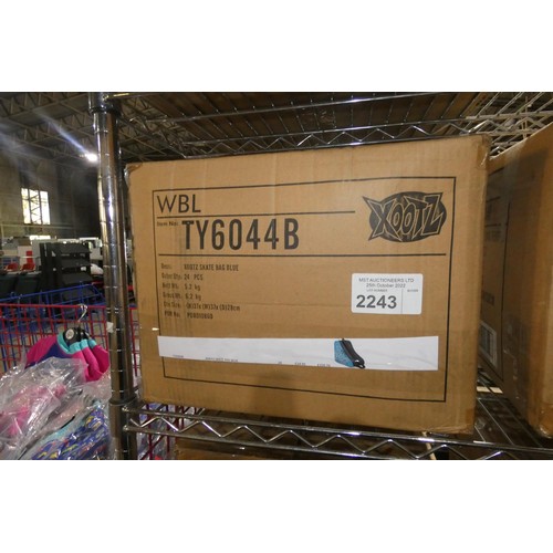 2243 - 1 box containing 24 x Xootz blue roller skate bags