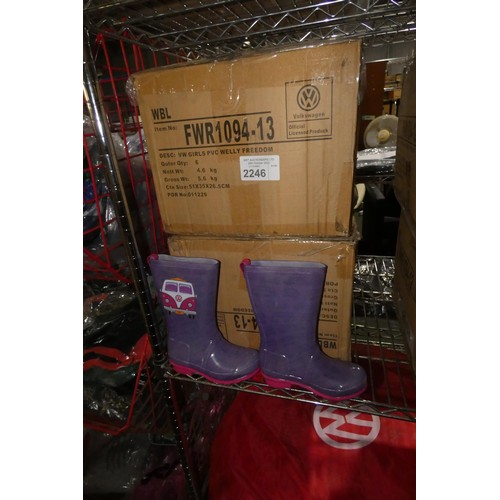 2246 - 2 boxes each containing 6 x pairs of VW girls PVC Wellington boots (12  pairs in total) item no. FWR... 