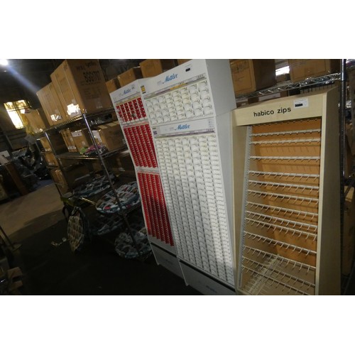 2300 - 1 x four section and 1 x 3 section haberdashery cotton storage/display cabinets by Mettler together ... 