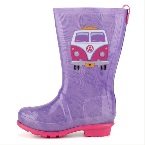 2240 - 11 pairs of VW girls PVC Wellington boots, a quantity of Yello pink sun suits and a VW pencil case. ... 