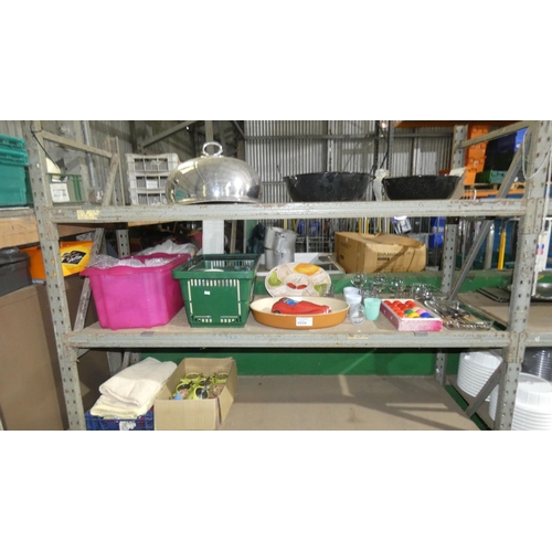 1038 - A quantity of various catering related items including cutlery, glasses, stoneware baking tray, 2 x ... 