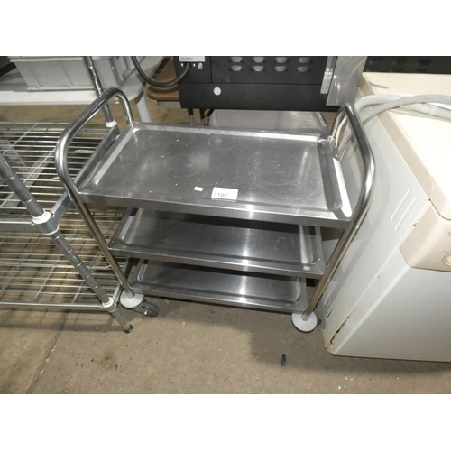 1107 - A commercial stainless steel 3 tier trolley