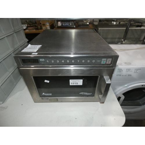 1115 - A commercial stainless steel microwave oven by Amana commercial type C-max UHDC518 1500w - trade. TE... 