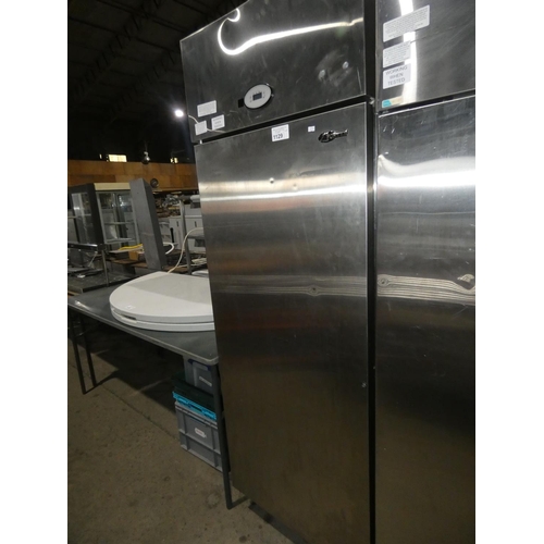 1129 - A Commercial stainless steel single door fridge by Foster  - trade. TESTED WORKING