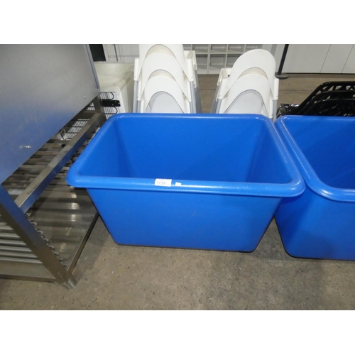 1139 - A large blue mobile bottle bin approx 100x70x72